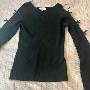 Sweet Rain Black Ribbed Top